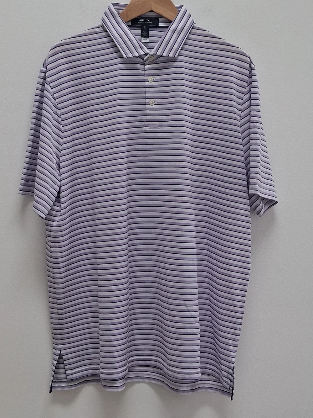RLX Ralph Lauren Lightweight Airflow Center Purple White Striped Polo Shirt XL